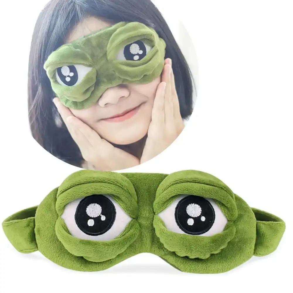 Cute 3D Frog Padded Ball Sleep Mask Eye Cover Open/Close Fun Face Mask Sleep Eye Mask Rest